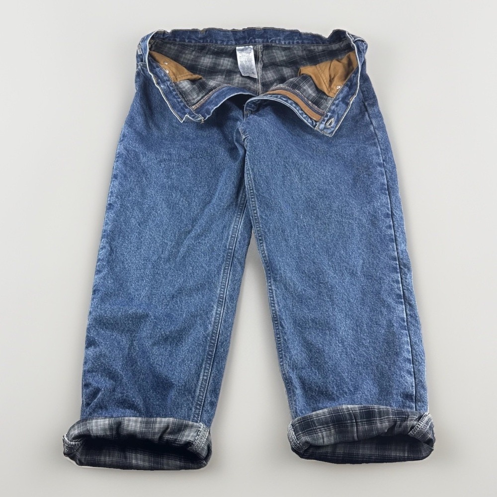 Carhartt B172 DST Flannel Lined Jeans Men 38x30 Blue Denim Pants Outdoors Winter